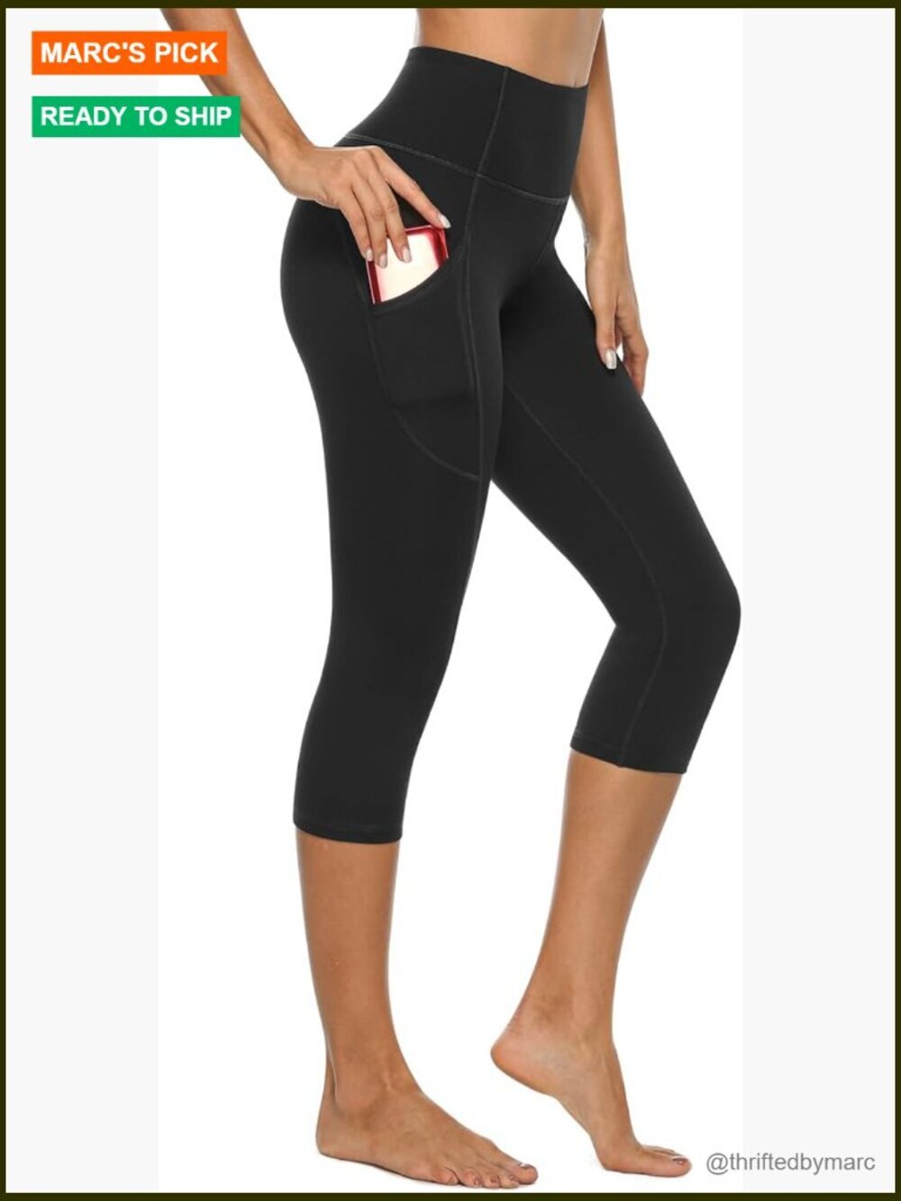 High Waisted Capri Yoga Leggings with Pockets Workout Pants